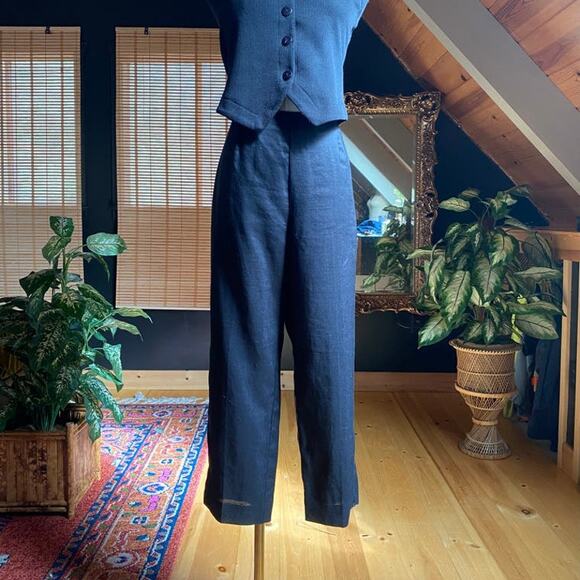 Linen Pant Cropped Black - Picture 1 of 4